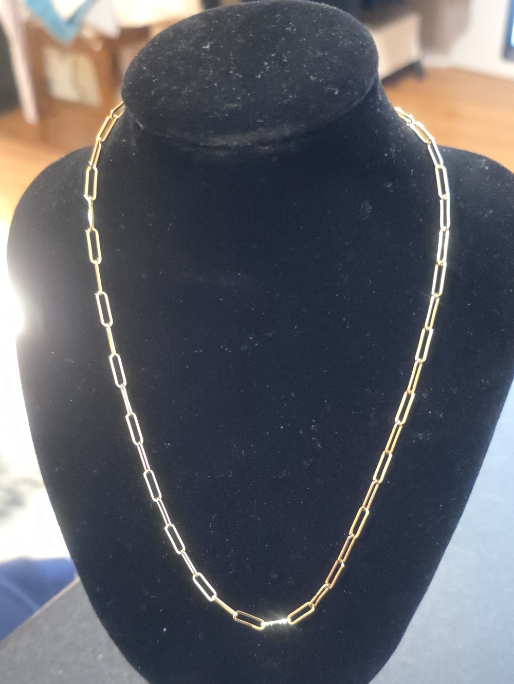 18K Gold Filled Paperclip Link Chain Necklace - Adjustable Women's Choker